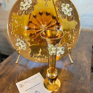 Handblown Venetian Murano Italian Glass Set with 24K Gold Gilt